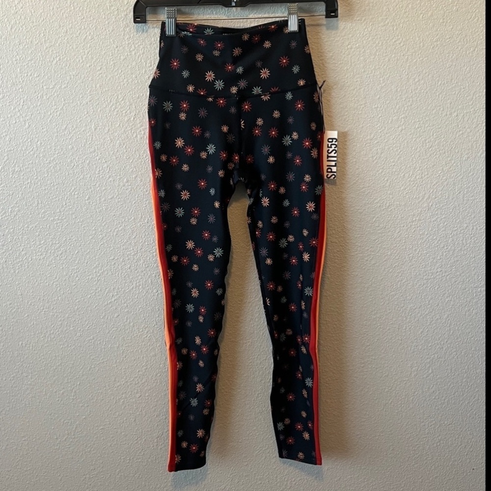 Splits59 Sydney Techflex 7/8 Legging Black Floral Size Large NWT